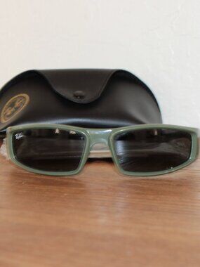 Ray-Ban RB4335 Matte Olive Green Rectangular Unisex Sunglasses w/ Case